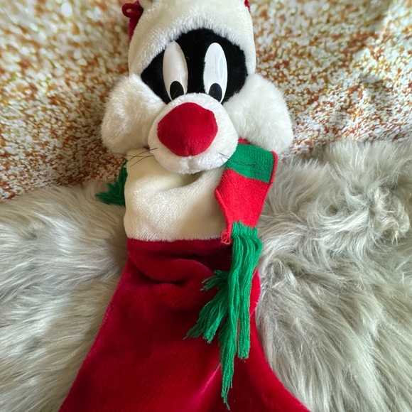 Vintage Sylvester The Cat Christmas 3D Stocking Looney Tunes Plush 1995 - Picture 6 of 6
